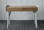 White + Natural Oak Desk With 2 Drawers - Front