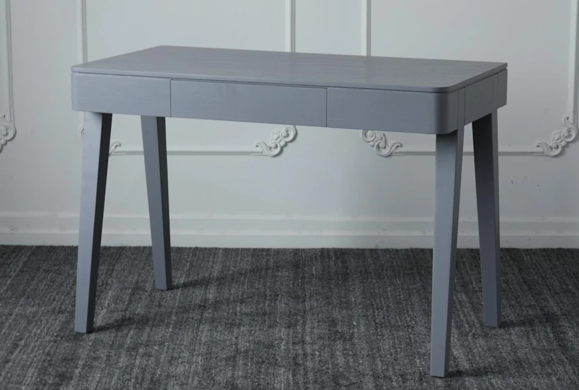 Grey Oak Modern Desk With 1 Drawer - 360