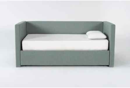 Emmerson Ii Seafoam Upholstered Twin, Leather Daybeds With Trundle