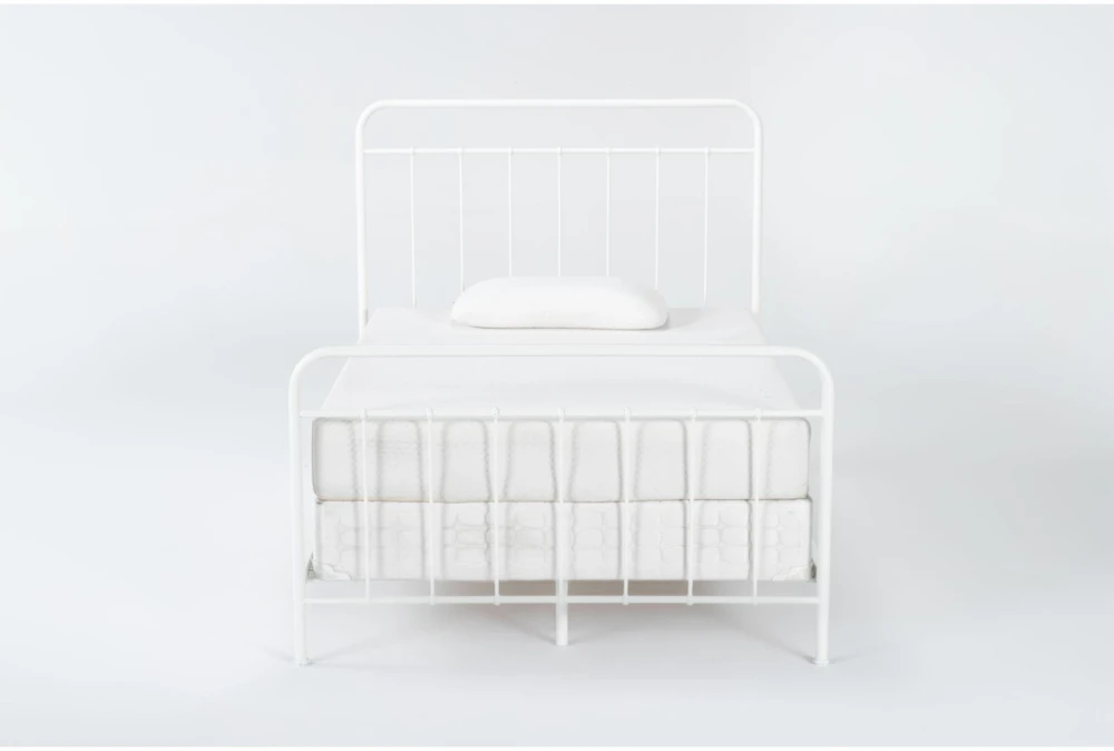 Kyrie White Full Metal Panel Bed, Iron Twin Bed Frame White