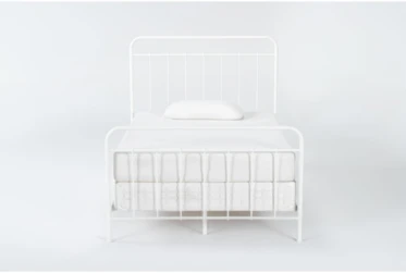 Kyrie White Full Metal Panel Bed
