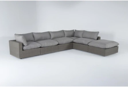 Sanibel Outdoor 6 Piece Sectional With Ottoman