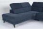 Carla Blue 111" 2 Piece Power Reclining Sectional with Right Arm Facing Sofa, Adjustable Headrest & USB - Detail