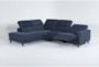 Carla Blue 111" 2 Piece Power Reclining Sectional with Right Arm Facing Sofa, Adjustable Headrest & USB - Recline
