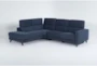 Carla Blue 111" 2 Piece Power Reclining Sectional with Right Arm Facing Sofa, Adjustable Headrest & USB - Side