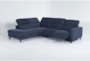 Carla Blue 111" 2 Piece Power Reclining Sectional with Right Arm Facing Sofa, Adjustable Headrest & USB - Side