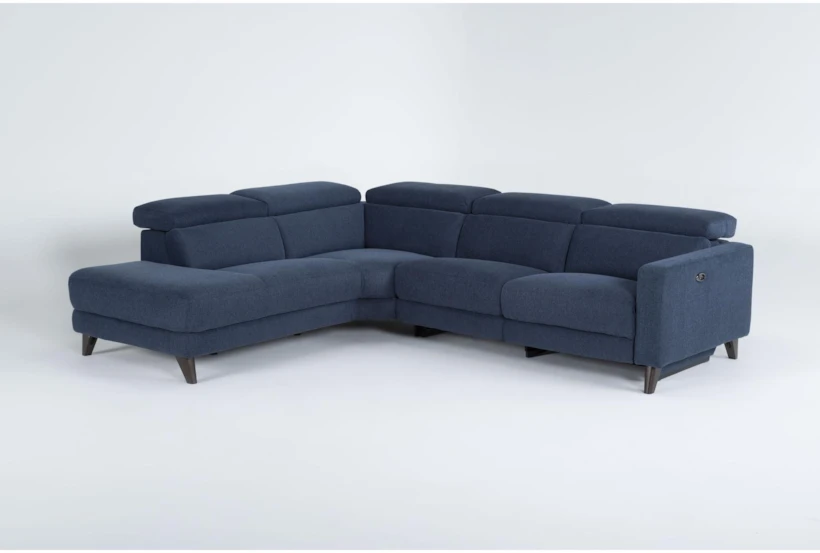 Carla Blue 111" 2 Piece Power Reclining Sectional with Right Arm Facing Sofa, Adjustable Headrest & USB - 360
