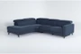 Carla Blue 111" 2 Piece Power Reclining Sectional with Right Arm Facing Sofa, Adjustable Headrest & USB - Signature