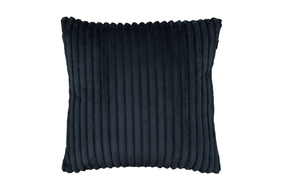 18X18 Mega Black Channeled Faux Fur Throw Pillow