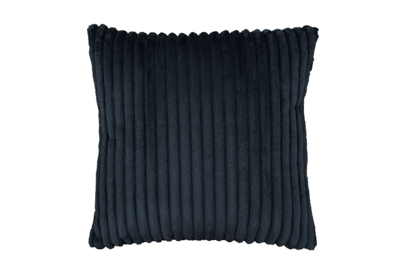 18X18 Mega Black Channeled Faux Fur Throw Pillow - 360