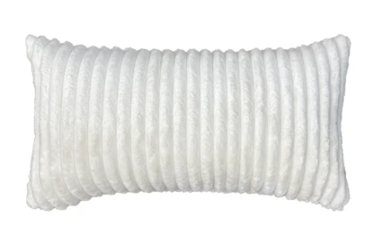 14X26 White Solid Soft Linen Lumbar Throw Pillow