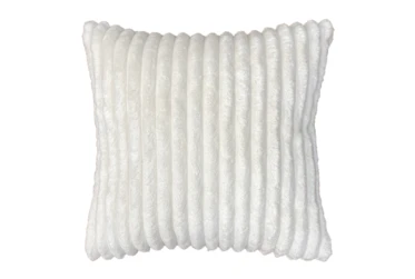 18X18 Mega White Channeled Faux Fur Throw Pillow