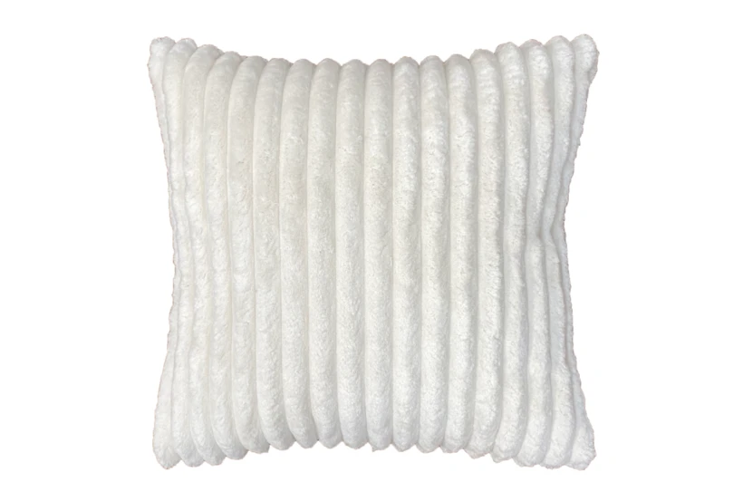 18X18 Mega White Channeled Faux Fur Throw Pillow - 360