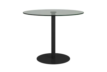 Cadiz Clear Glass And Matte Black 36 Inch Round Bistro Table