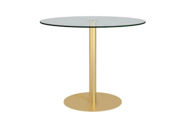 Cadiz Clear Glass And Matte Brushed Gold 36 Inch Round Bistro Table
