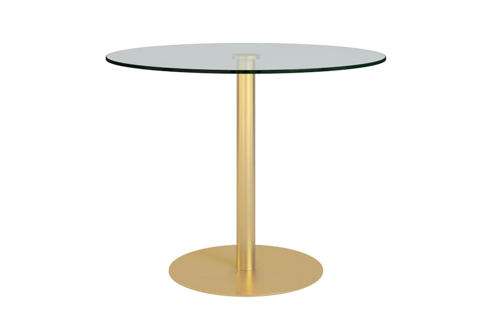 Cadiz Clear Glass And Matte Brushed Gold Contract Grade 36" Round Bistro Table