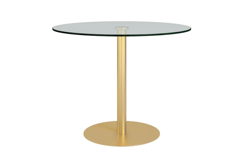 Cadiz Clear Glass And Matte Brushed Gold Contract Grade 36" Round Bistro Table - 360