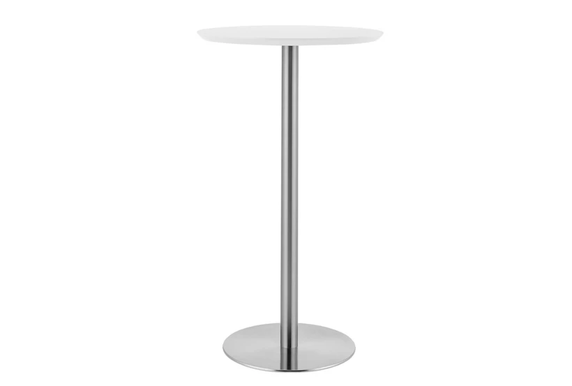 Rodney Matte White And Brushed Stainless Steel 41 Inch Bar Table - 360
