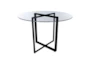 Revis Matte Black Steel 36" Round Dining Table With Clear Glass Top - Signature