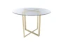 Revis Matte Brushed Gold 36" Round Dining Table With Clear Glass Top - Signature