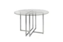 Revis Brushed Stainless Steel 42" Round Dining Table With Clear Glass Top - Signature