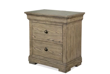Lou Farmhouse 3-Drawer Nightstand With Usb