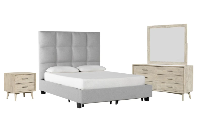 Boswell California King Upholstered Storage 4 Piece Bedroom Set With Allen Dresser, Mirror + Nightstand - 360