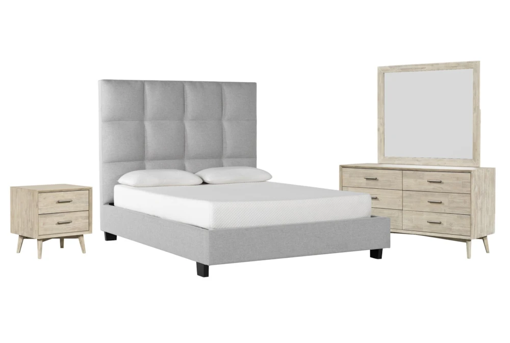 Boswell California King Upholstered 4 Piece Bedroom Set With Allen Dresser, Mirror + Nightstand