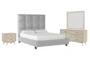 Boswell King Upholstered 4 Piece Bedroom Set With Allen Dresser, Mirror + Nightstand - Signature