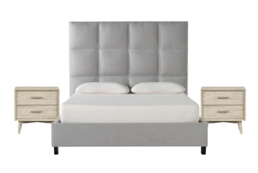 Boswell 3 Piece Eastern King Upholstered Bedroom Set With 2 Allen Nightstands