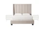 Topanga Grey 3 Piece Queen Velvet Upholstered Bedroom Set With 2 Alton White II Nightstands - Signature