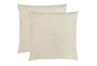 24X24 Set Of 2 Caitlin Ecru Cream Linen Throw Pillow - Signature