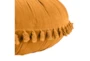 16X16 Golden Yellow Cotton Velvet Round Throw Pillow With Tassel Edge - Detail