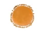 16X16 Golden Yellow Cotton Velvet Round Throw Pillow With Tassel Edge - Front