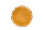 26X26 Golden Yellow Cotton Velvet Round Floor Cushion Pillow With Tassel Edge - Front