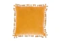 18X18 Golden Yellow Cotton Velvet Throw Pillow With Tassel Edge - Signature