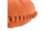 16X16 Amberglow Orange Cotton Velvet Round Throw Pillow With Tassel Edge - Detail