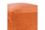 18X18 Amberglow Orange Cotton Velvet Cube Floor Pouf - Detail