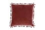 18X18 Brick Red Cotton Velvet Throw Pillow With Tassel Edge - Signature