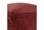 18X18 Brick Red Cotton Velvet Cube Floor Pouf - Detail