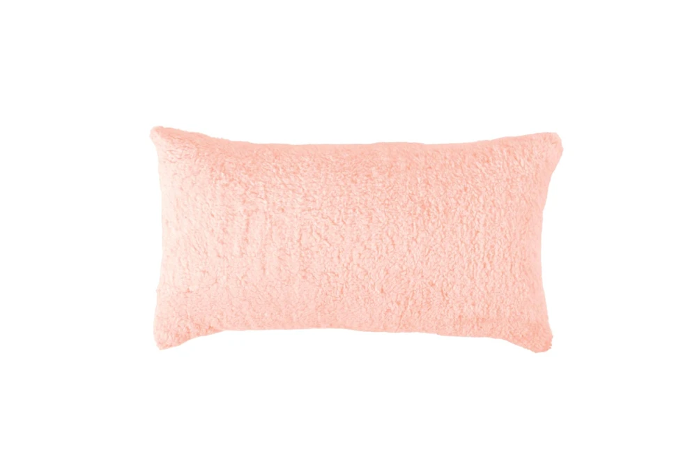 14X26 Pink Peony Sherpa Lumbar Throw Pillow