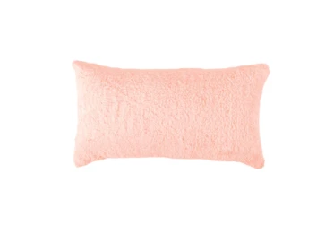 14X26 Pink Peony Sherpa Lumbar Throw Pillow