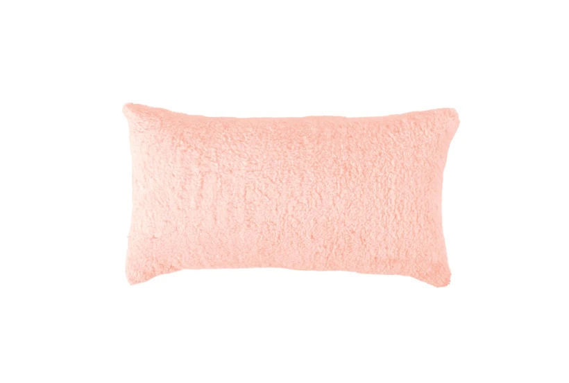 14X26 Pink Peony Sherpa Lumbar Throw Pillow - 360