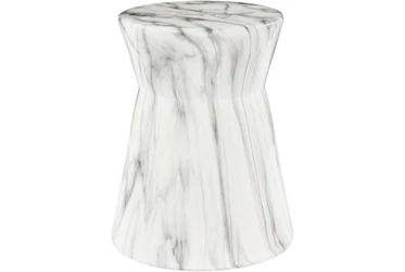 Outdoor Grey and White Marbled Garden Stool