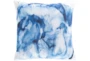 18X18 Bright Blue Watercolor Abstract Throw Pillow - Detail