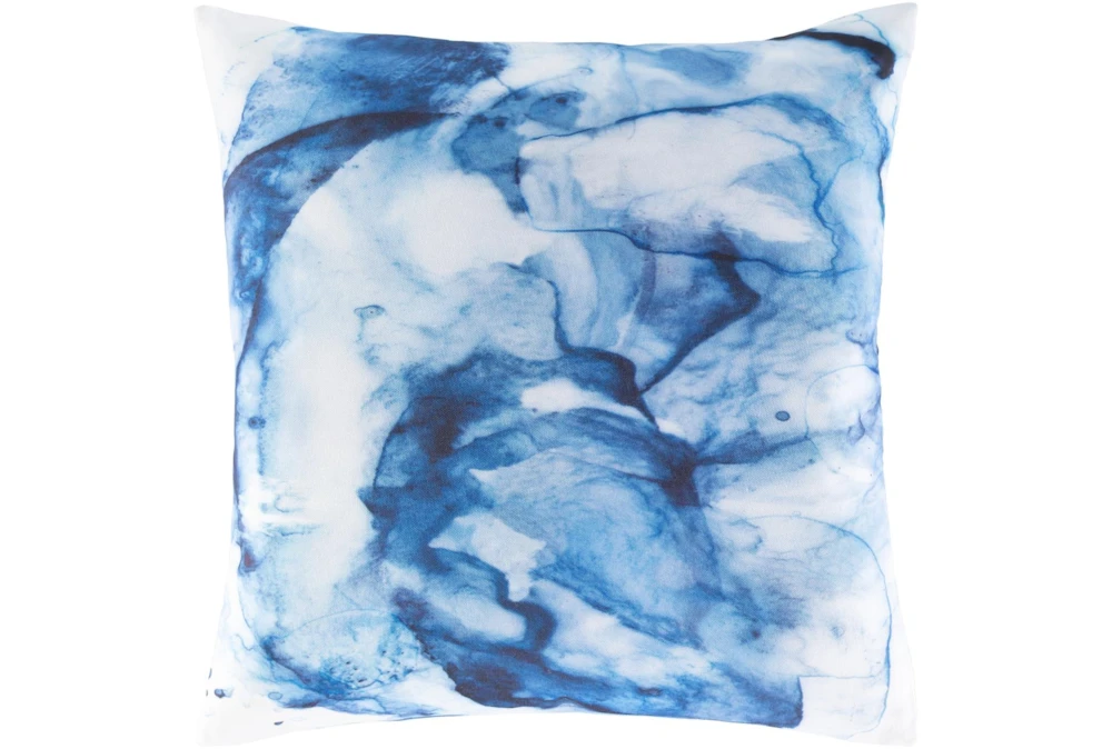 18X18 Bright Blue Watercolor Abstract Throw Pillow