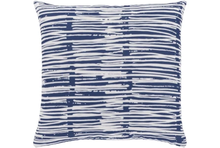 18X18 Dark Blue and White Abstract Stripe Throw Pillow - Main