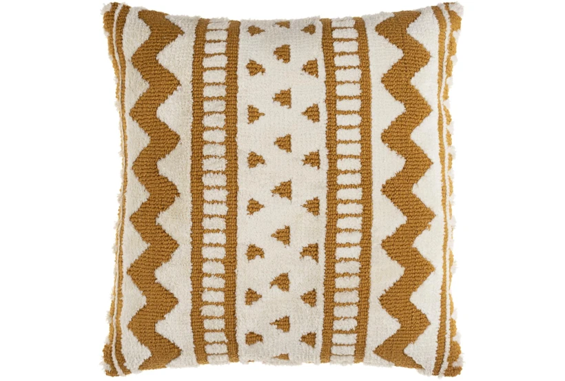 18X18 Mustard and Ivory Geo Aztec Throw Pillow - 360