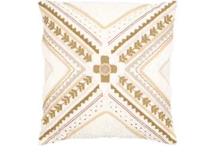 18X18 Tan and Cream Pattern Throw Pillow - Main