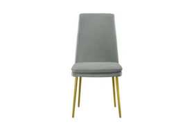 Grey Velvet Modern Tapered High Back Dining Chair- Set Of 2